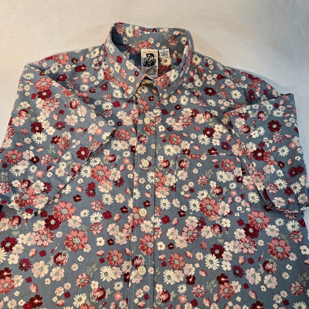 Vintage KENNINGTON LTD. Grandpa UNISEX Festival Green Floral Shirt Men's Size L. - Picture 7 of 16